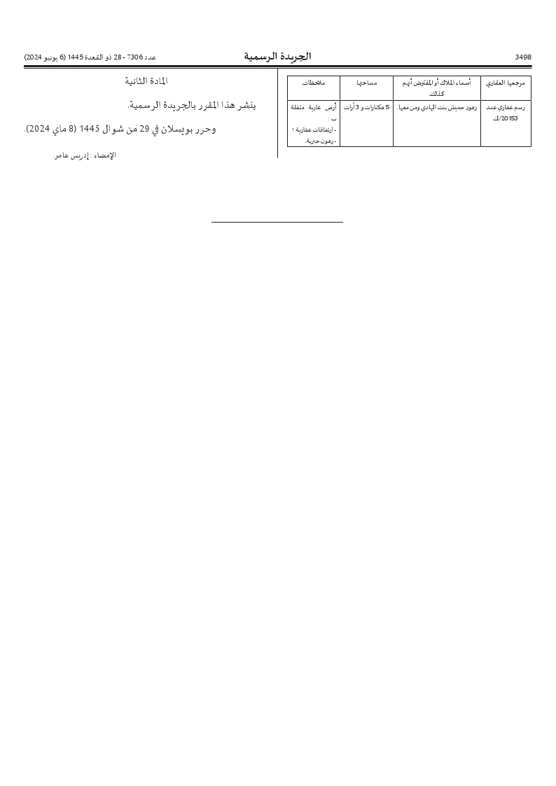  إذن بالتخلي عن ملكية قطعة أرضية